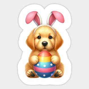 Easter Golden Retriever Dog Sticker